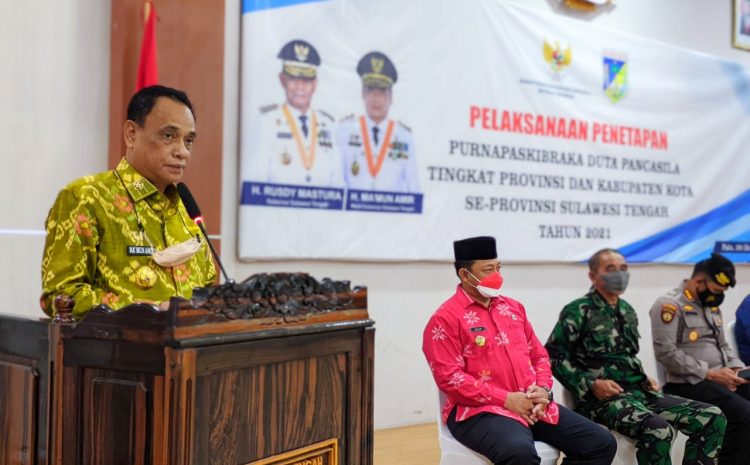 Wagub Sulteng Tetapkan Purnapaskibraka Duta Pancasila Tingkat Provinsi dan Kabupaten/Kota Tahun 2021.